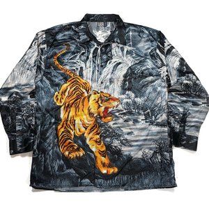Trust Mens Tiger Button Down Shirt Long Sleeve 2XL